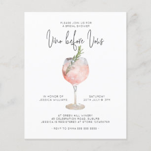 Budgetera Elegant Rosa Vino före Vows-Möhippa Flygblad