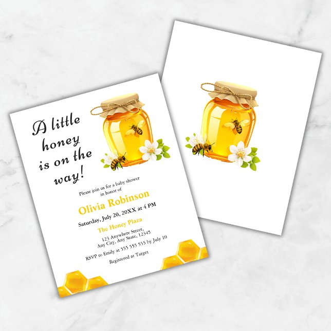 Budgetera en inbjudan till en liten honungsbin Bab (Budget A Little Honey is on the Way Bee Baby Shower Invitation  )