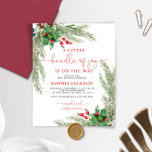 Budgetera en liten bunt med Joy Baby Shower Inbjud<br><div class="desc">Vi firar den kommande ankomsten med den budgetvänliga "Ett litet paket av glädjen"-inbjudan till babydusch. Designat med den fektiva vattenfärgen gräs grönery och pulserande röda bär, anger detta charmerande inbjudan tonen för en mysigt vinter eller en helgdag-temad babydusch. Perfekt för sammankomster i säsong, denna elegant, men ändå prisvärd utformning, är...</div>