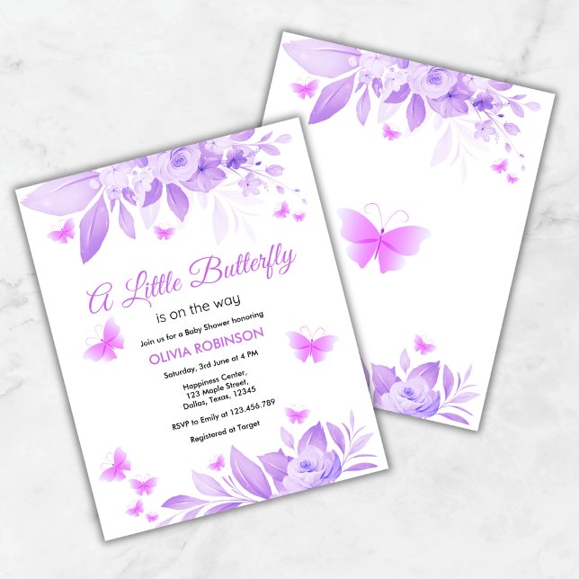 Budgetera en liten fjäril-inbjudan för babyskor (Budget A Little Butterfly Baby Shower Invitation  )