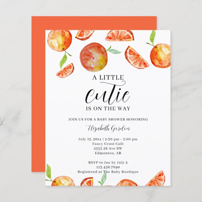 Budgetera en liten kutik på hur babyskaren ser ut (Fram/baksida)