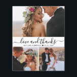 Budgetera fotokollage Skript Bröllop tackkort<br><div class="desc">Budget, Minimalistisk Elegant Modern "Kärlek and Tackar" Script 3 Photo Collage Bröllop Tack-personlig till ett överkomligt pris med ett tunt kort med låg budget. Snyggt bröllop tackar dig för att du har en kortmall med 3 foton på framsidan och 1 bild på baksidan. ***NOTERA! *** BUDGETEN PAPPER/FLYER ÄR PAPPER. ***...</div>