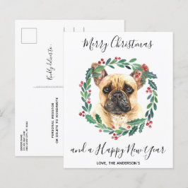 Budgetera Fransk Bulldog Hund God jul vykort
