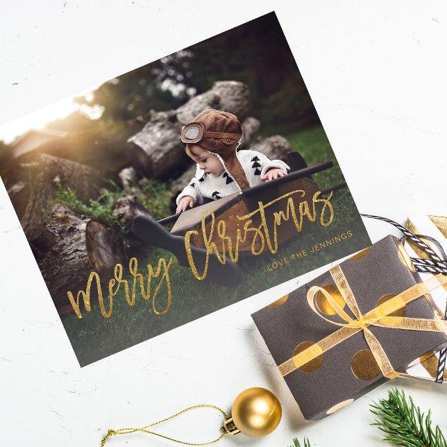 Budgetera God jul Guld Glitter Skriptfoto F Flygblad (Skapare uppladdad)