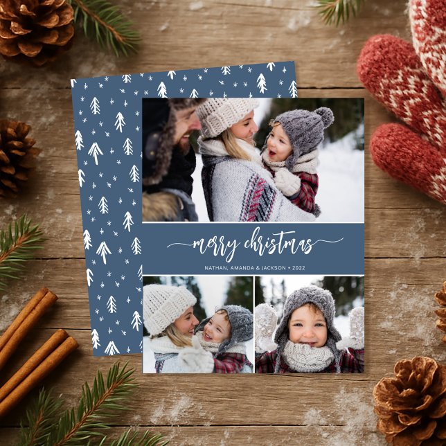 Budgetera God jul Modern 3-fotokort (Skapare uppladdad)