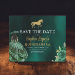 Budgetera Grönten Guld Quinceanera Spara datum Flygblad<br><div class="desc">Meddela din speciella dag med en förtjusande Emerald Grönt Princess Quinceañera Spara datuminbjudan. Den här inbjudan anger tonen för ett royal firande. Den innehåller en vanlig smaragdpalett och information om eleganten i färg. Med delikata accenter som passar en prinsessa fångas magin av din kommande quinceañera. Den här tidlösa designen av...</div>