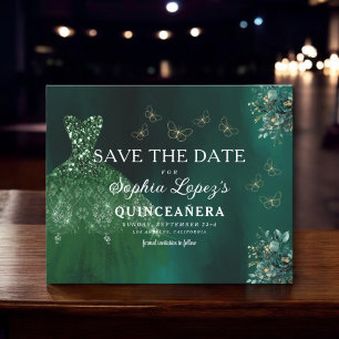 Budgetera Grönten Guld Quinceanera Spara datum Flygblad