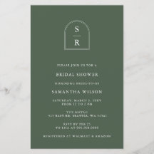 Budgetera Grönten Monogram Inbjudningskort för möh