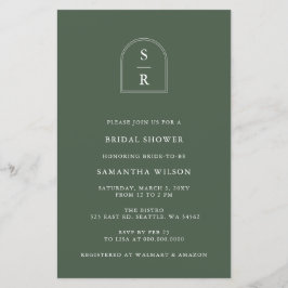 Budgetera Grönten Monogram Inbjudningskort för möh