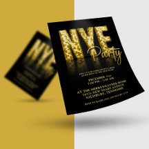 Budgetera Guld Disco Glitter Nyårsafton FLYER