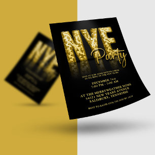 Budgetera Guld Disco Glitter Nyårsafton FLYER