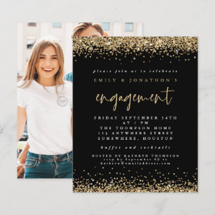 Budgetera Guld Glitter Photo Förlovning Black Inbj