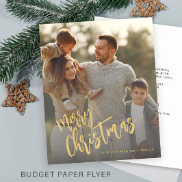 Budgetera guld God jul-fotokort för Helgdag Flygblad