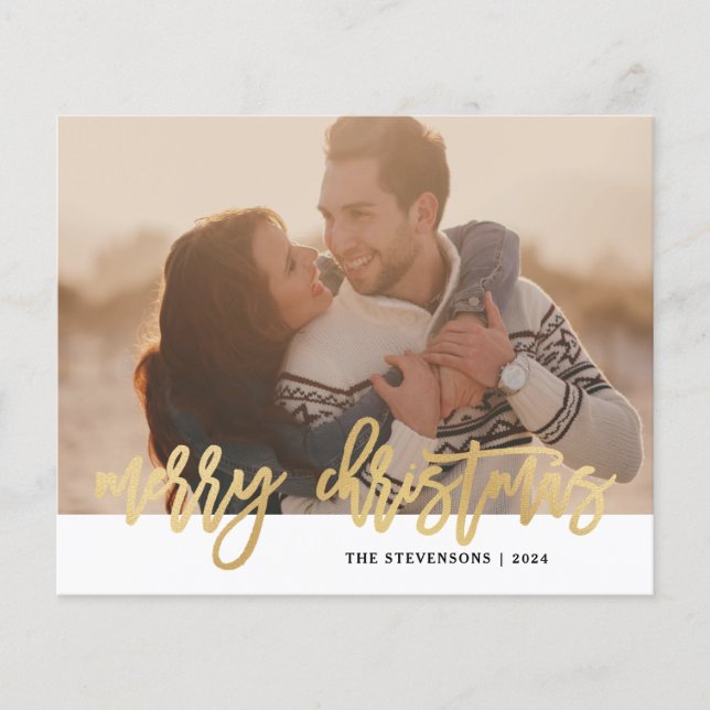 Budgetera Guld Simple God jul Photo Helgdag (Framsida)