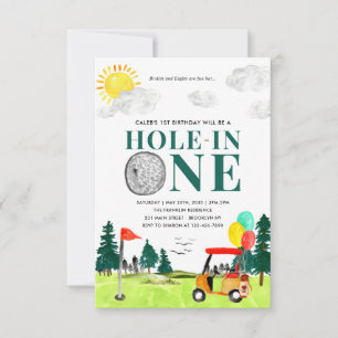 Budgetera Hål i en Golf First Birthday Par-Tee Anteckningskort