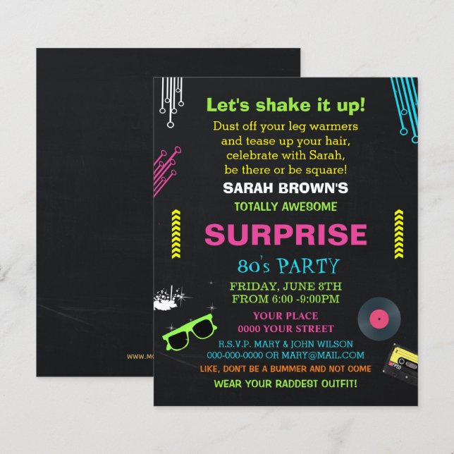 Budgetera hela inbjudan till 80-talspartiet Fantas (Fram/baksida)