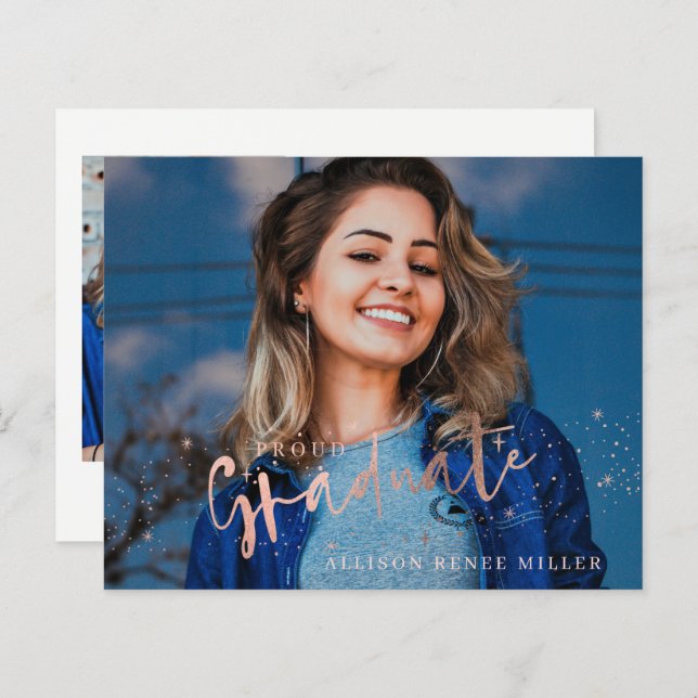 Budgetera inbjudan till foton från Student 2 Stude (Fram/baksida)