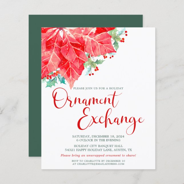 Budgetera jul-Helgdag för utväxling av prydnadsför (Fram/baksida)