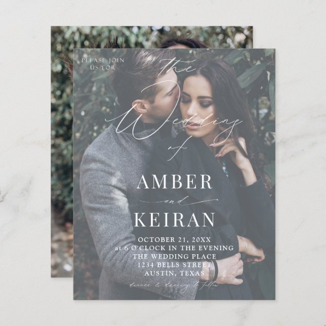 Budgetera knappt några skuggor - Photo Bröllop (Fram/baksida)