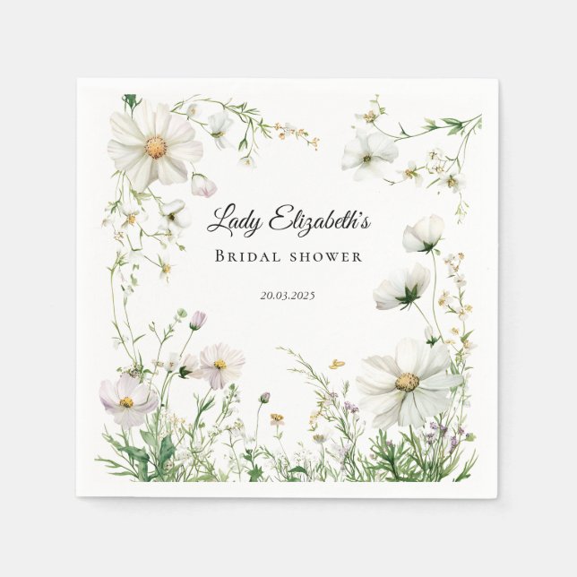 Budgetera Lila Blommigtar Bridgerton Möhippa Pappersservett (Framsidan)