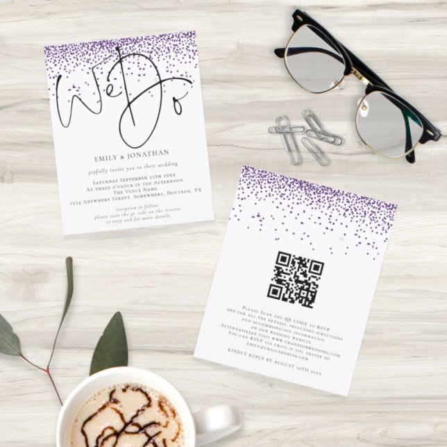 Budgetera Lila Glitter Vi gör QR-inbjudan till brö (Skapare uppladdad)