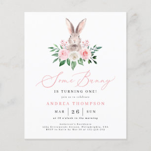 Budgetera lite bunny Rosa Blommigt första födelse
