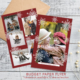 Budgetera modern familjefollbild röd jul flygblad