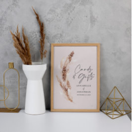 Budgetera moderna pampaskort och gåvor från bröllo poster