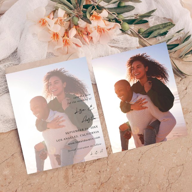 Budgetera MODETS kalligrafi med Duo-foto Spara dat (Skapare uppladdad)