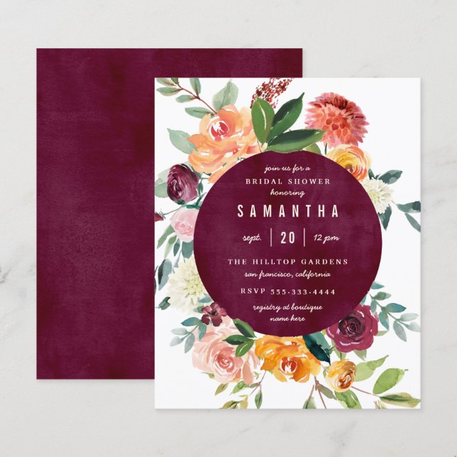 Budgetera  Möhippa och burgundisk peonies (Fram/baksida)
