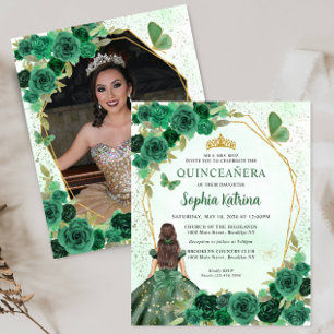 Budgetera Mörk grönt Blommigt Princess Photo Quinc