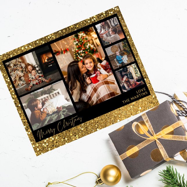 Budgetera multifoto för God jul Guld Glitter Flygblad (Skapare uppladdad)