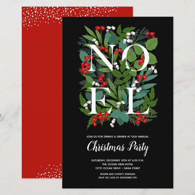 Budgetera NOEL Elegant - Grey-inbjudningar (Fram/baksida)