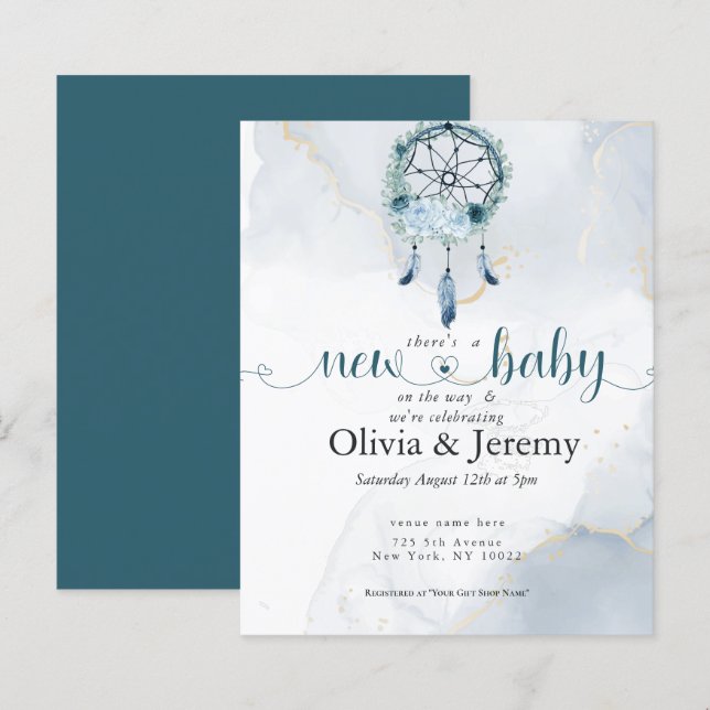 Budgetera Nyfödd bebis på Way Teal DreamCatcher (Fram/baksida)