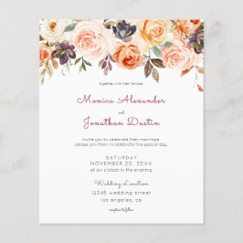 Budgetera  och persiko-Blommigt Bröllop Flyer