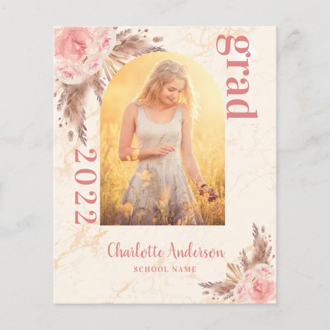 Budgetera  pampas gräs studenten tack (Framsida)