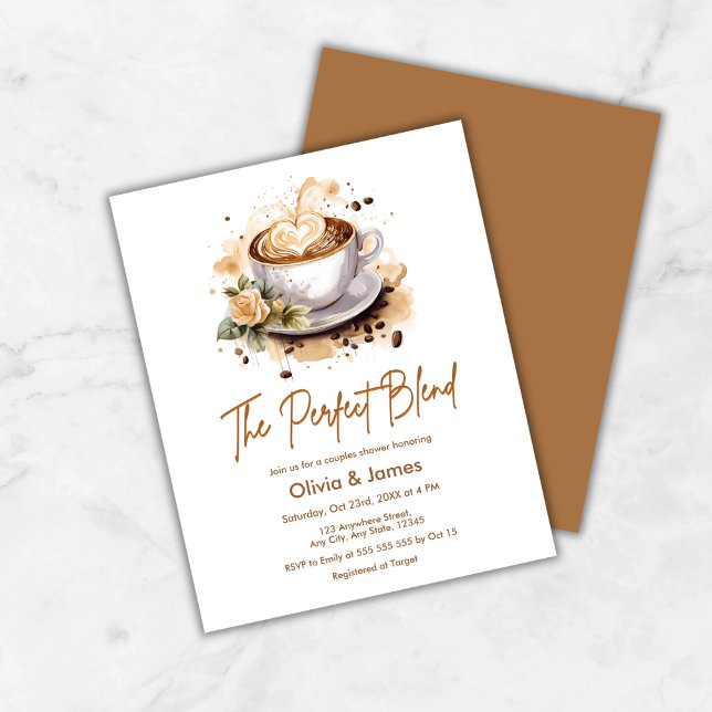 Budgetera Perfekt Blend Par Shower Inbjudan (Budget The Perfect Blend Coffee Wedding Couples Shower Invitation  )