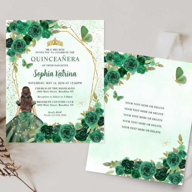 Budgetera Princess Quinceañera, Mörk grönt Blommig (Skapare uppladdad)