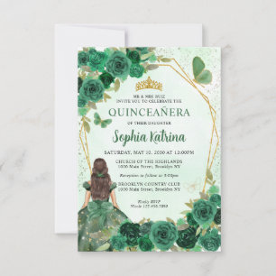 Budgetera Princess Quinceañera, Mörk grönt Blommig Anteckningskort