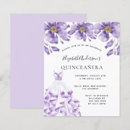 Budgetera Quinceanera violet white dress blommigt