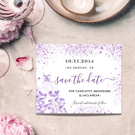 Budgetera Quinceanera vit violett spara datum