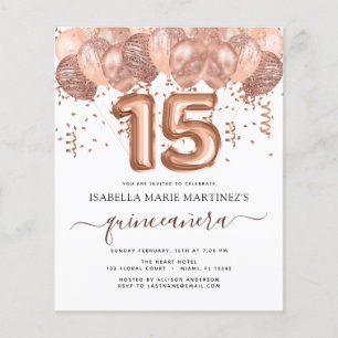 Budgetera Ro Guld-ballonger Quinceañera Firande Flygblad
