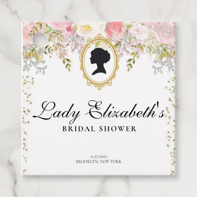 Budgetera rosa Blommigtar Bridgerton Möhippa Gåvor Etiketter (Framsida)