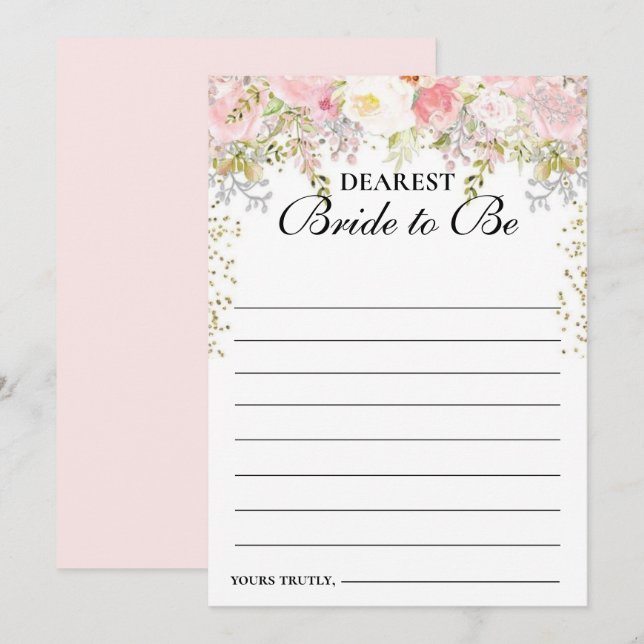 Budgetera rosa Blommigtar Bridgerton Möhippa Inbjudningar (Fram/baksida)