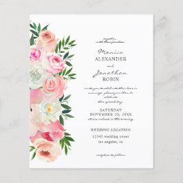 Budgetera Rosa och vit Blommigt Bröllop Flyer