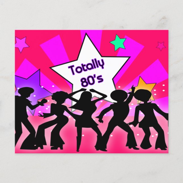 Budgetera Rosa totalt 80 Retro Party-inbjudningar (Framsida)