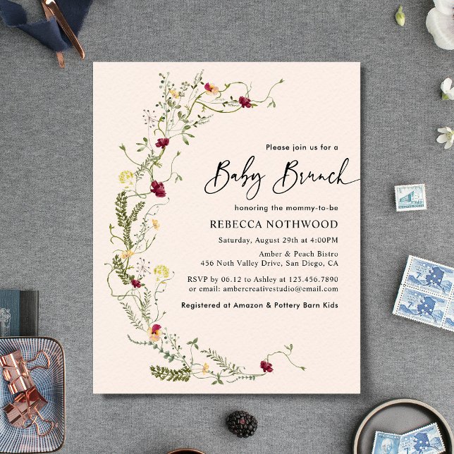 Budgetera  Rosa Wildblomme Wandech Baby Brunch (Skapare uppladdad)