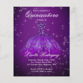 Budgetera Royalets Lila Quinceanera-inbjudan