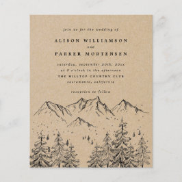 Budgetera Rustic Hand-dragen bergen & Träd Bröllop