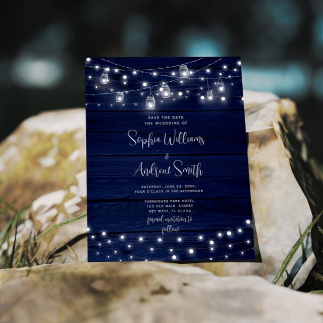 Budgetera Rustic Navy Wood Mason Burk SPARA DATUM (Skapare uppladdad)